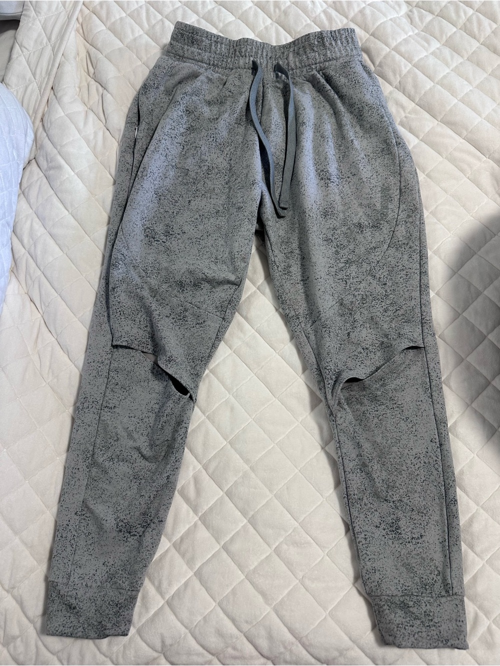 Gym Shark Grey Speckled Jogger Pants Open Knee